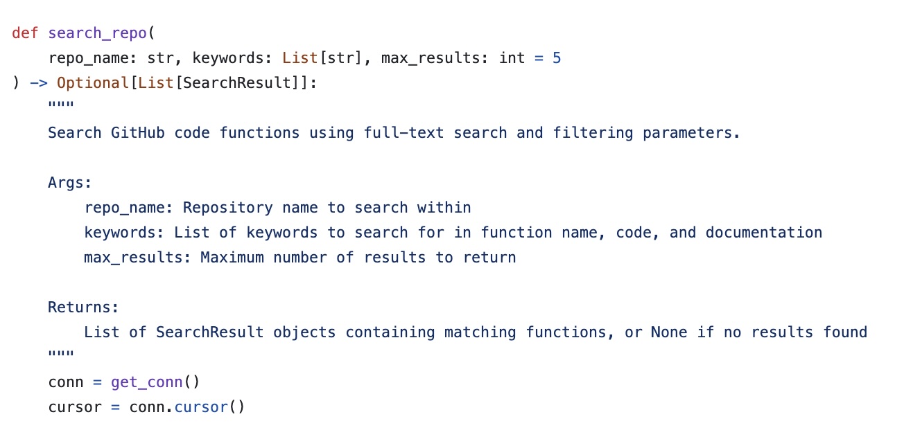 Excerpt of code